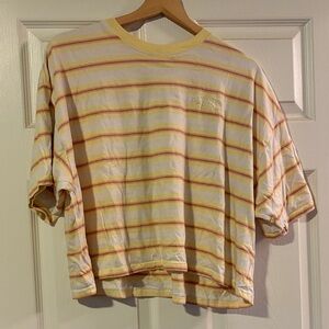 Billabong Yellow and Pink Striped Tee